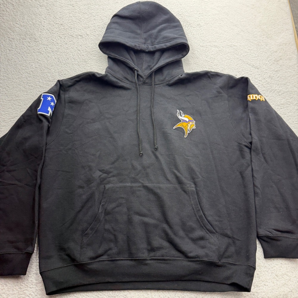NFL Pro Line Minnesota Vikings Hoodie Mens XL Black Embroidered Pullover Logo